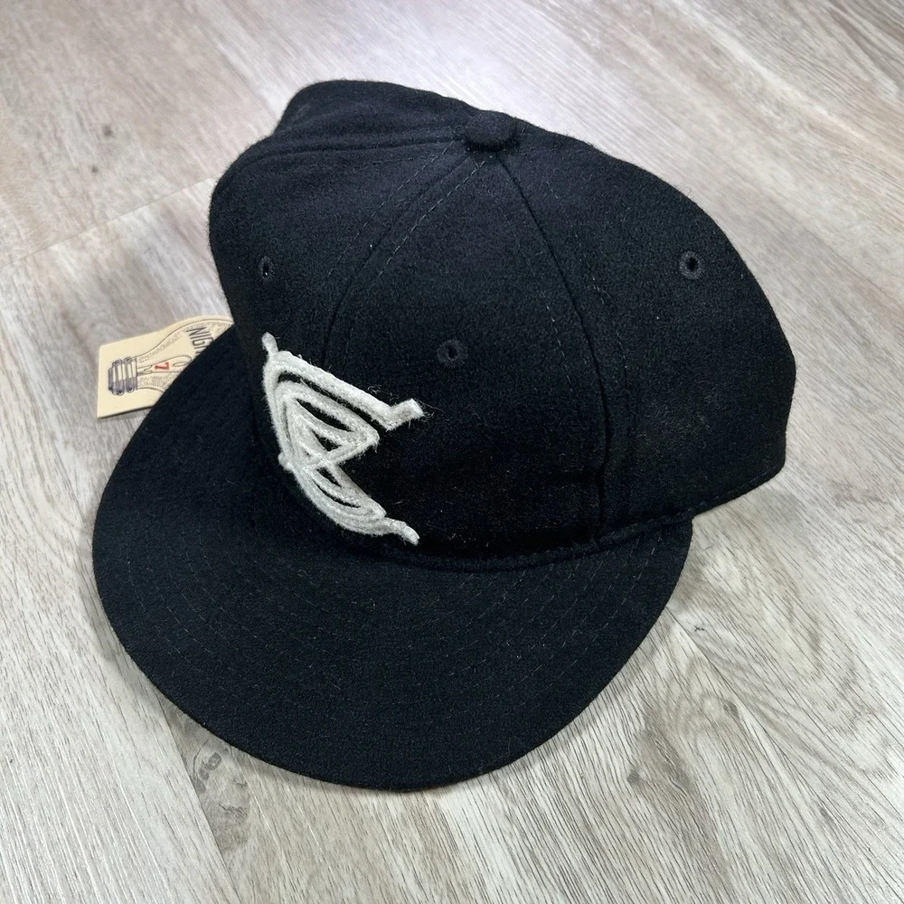 VTG Chicago American Giants Strapback Hat NWT Ebbetts Field Wool Cap Black USA